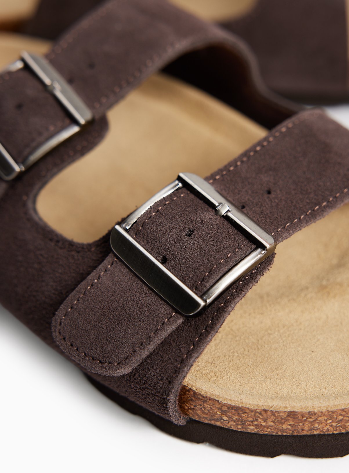Brown Suede Footbed Sandals 8 - Image 2 thumbnail
