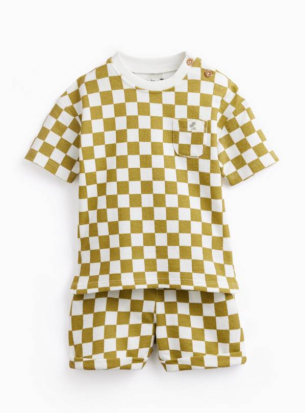 Khaki Checkerboard Print T-Shirt & Shorts Set 18-24 months