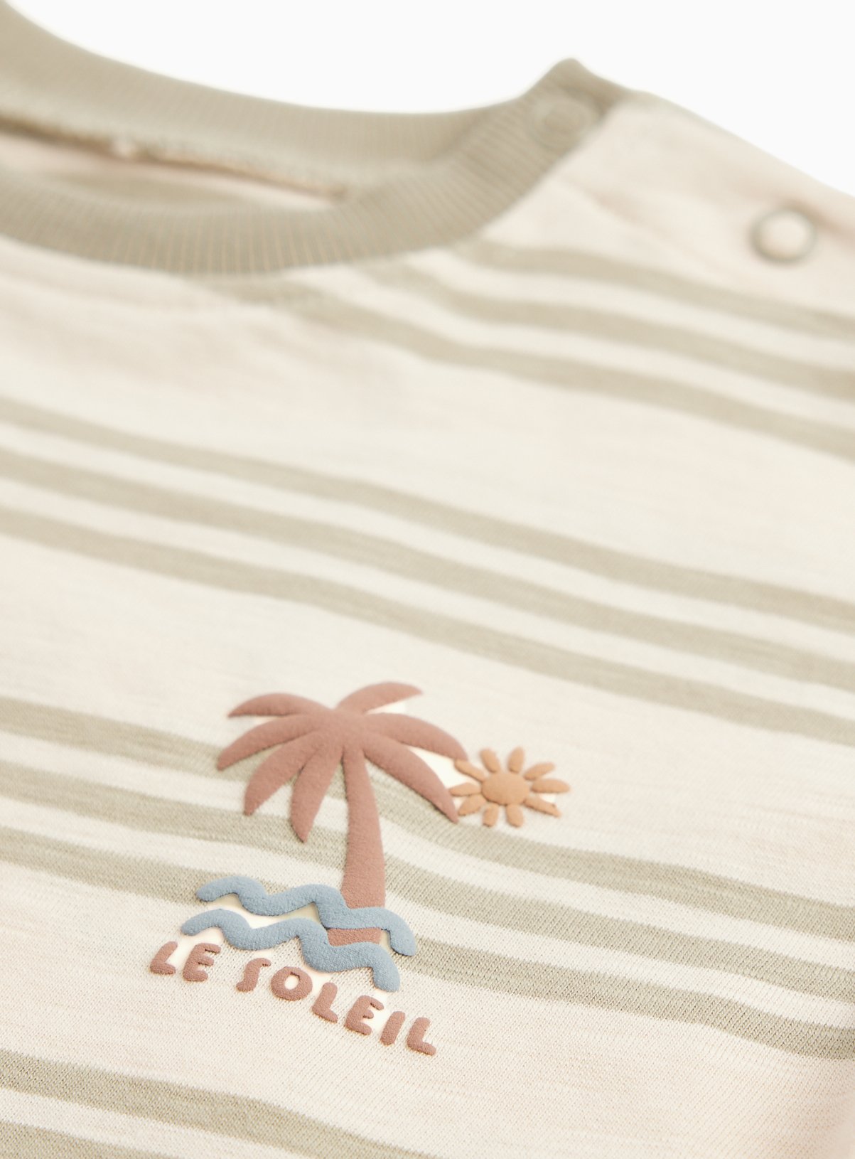 Khaki Stripe Print Romper 3-6 months - Image 2 thumbnail