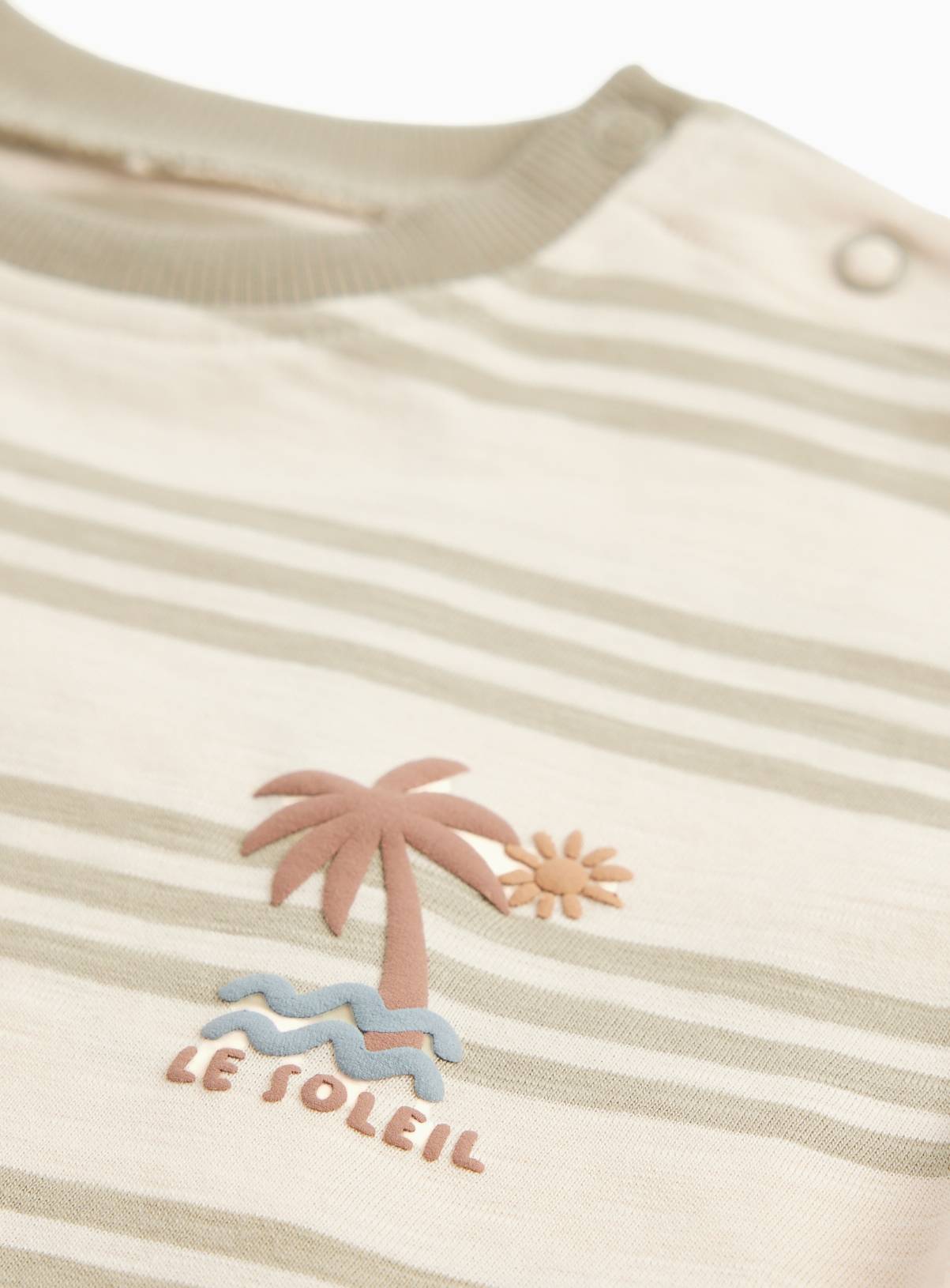 Khaki Stripe Print Romper 3-6 months - Image 2