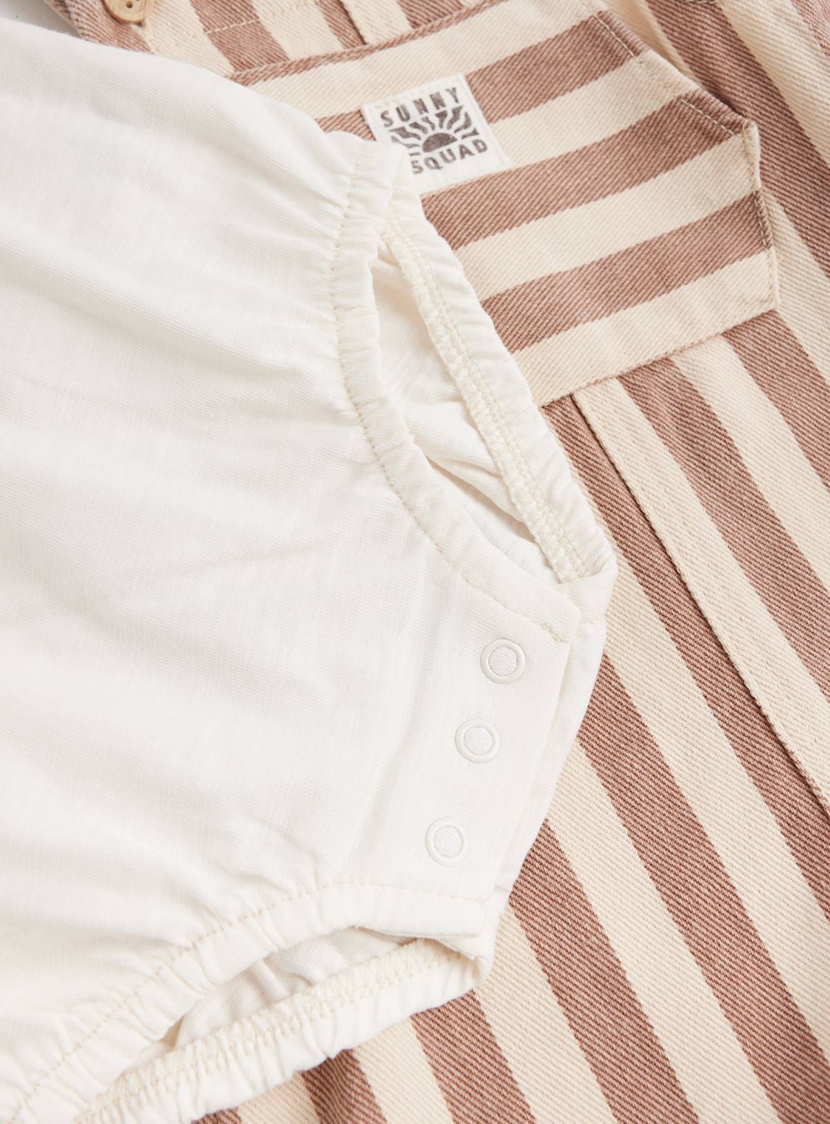 Brown Stripe Print Denim Dungarees & Bodysuit Set 3-6 months - Image 2