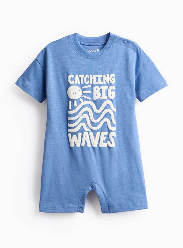 Blue Big Waves Graphic Romper 12-18 months