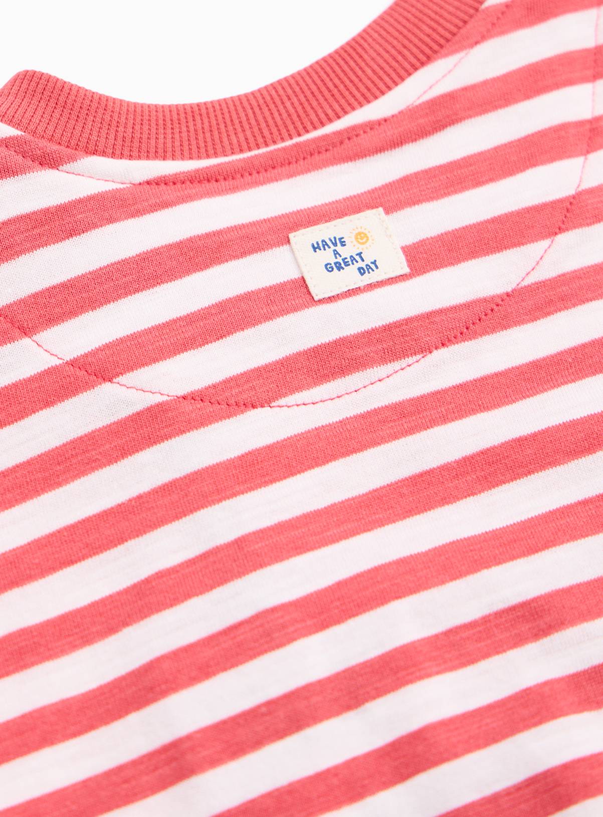 Red Stripe Print Sardine Graphic Short Sleeve Romper 3-6 months - Image 3