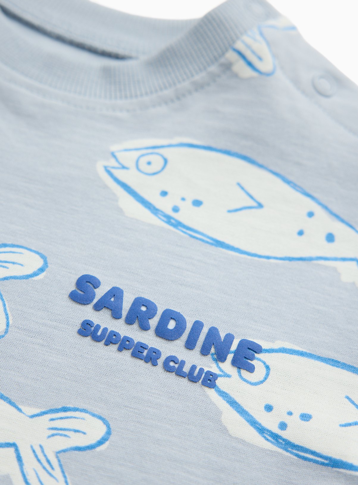 Blue Sardine Print Short Sleeve Romper 3-6 months - Image 2 thumbnail