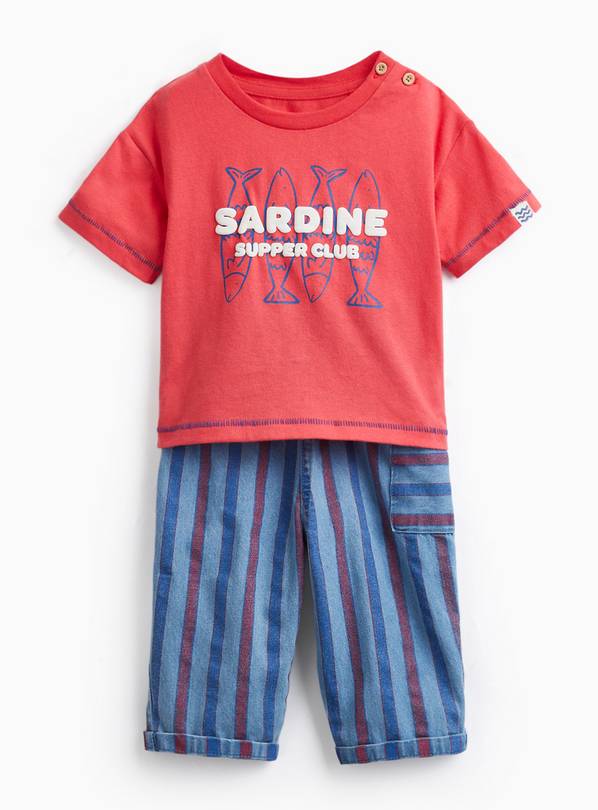 Red Sardine Graphic T-Shirt & Trousers Set 6-9 months