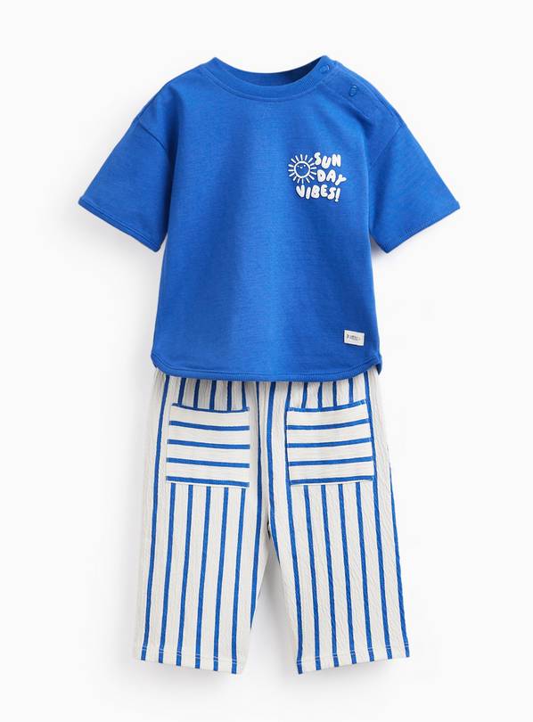 Blue Sunday Vibes Graphic T-Shirt & Trousers Set 2-3 years