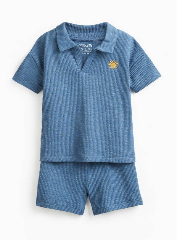 Navy Towelling T-Shirt & Shorts Set 9-12 months
