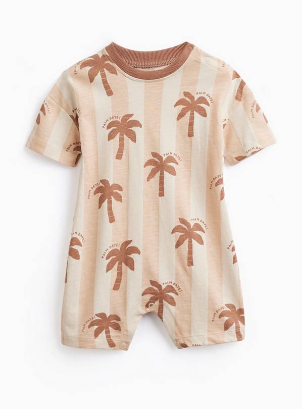 Cream Stripe Palm Tree Print Romper 6-9 months