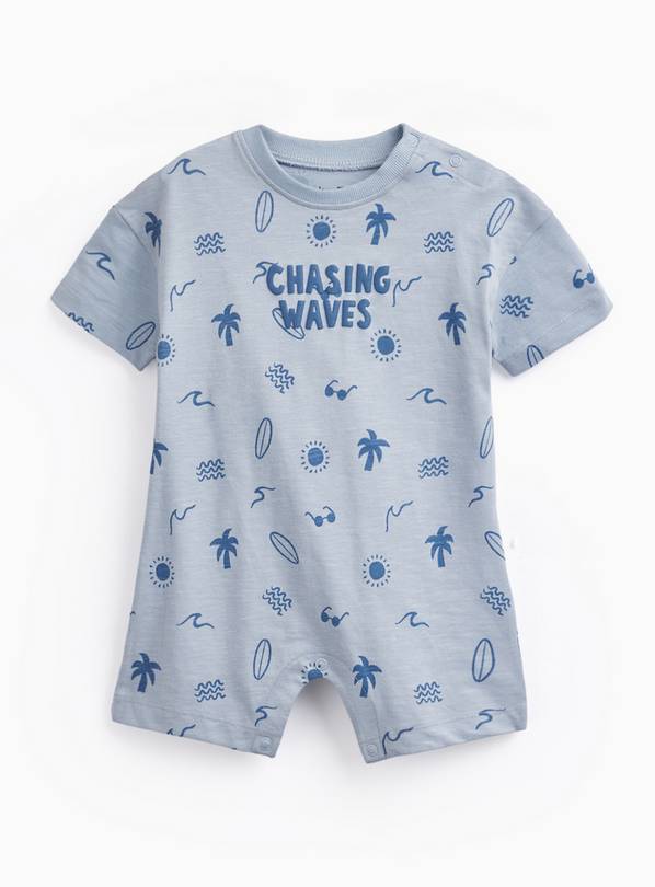Blue Chasing Waves Print Romper 18-24 months
