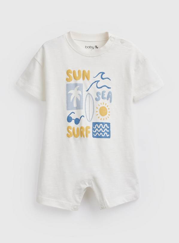 Cream 'Sun Sea Surf' Graphic Romper 3-6 months