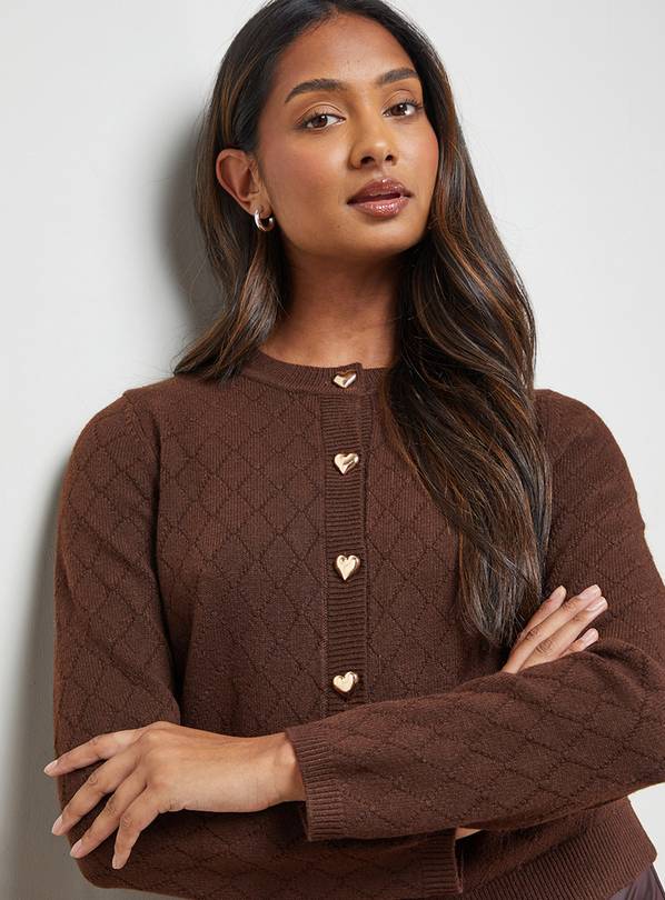 OASIS Heart Button Crew Neck Cardigan S