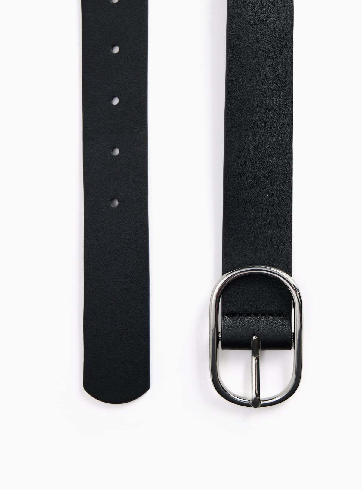 Black Oval Buckle PU Belt M - Image 2 thumbnail