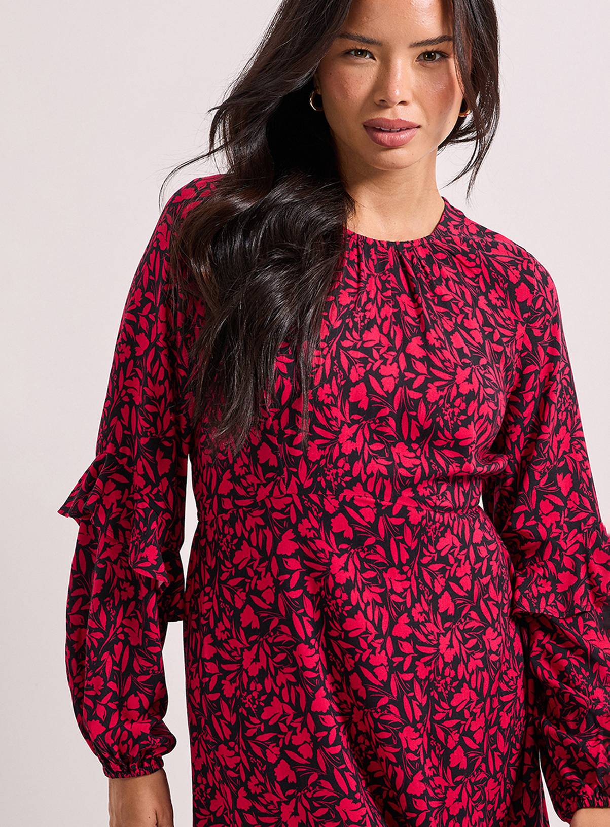 DOROTHY PERKINS Ruffle Blouson Sleeve Empire Seam Midi Dress 10 - Image 2