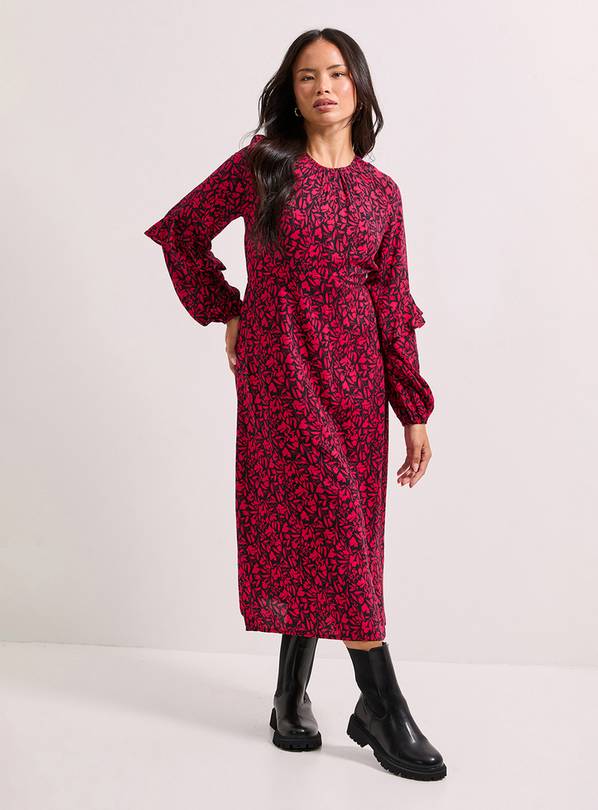 DOROTHY PERKINS Ruffle Blouson Sleeve Empire Seam Midi Dress 14