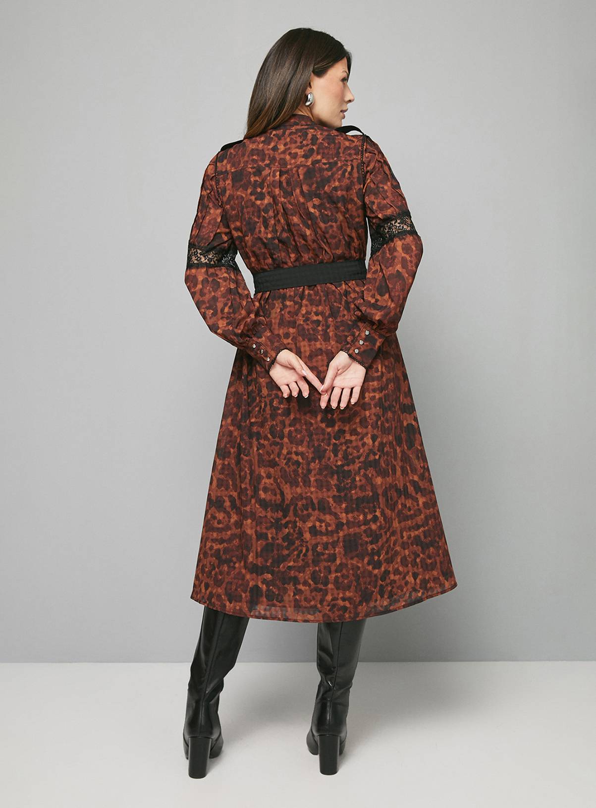 WALLIS Leopard Print Button Midi Dress 10 - Image 3