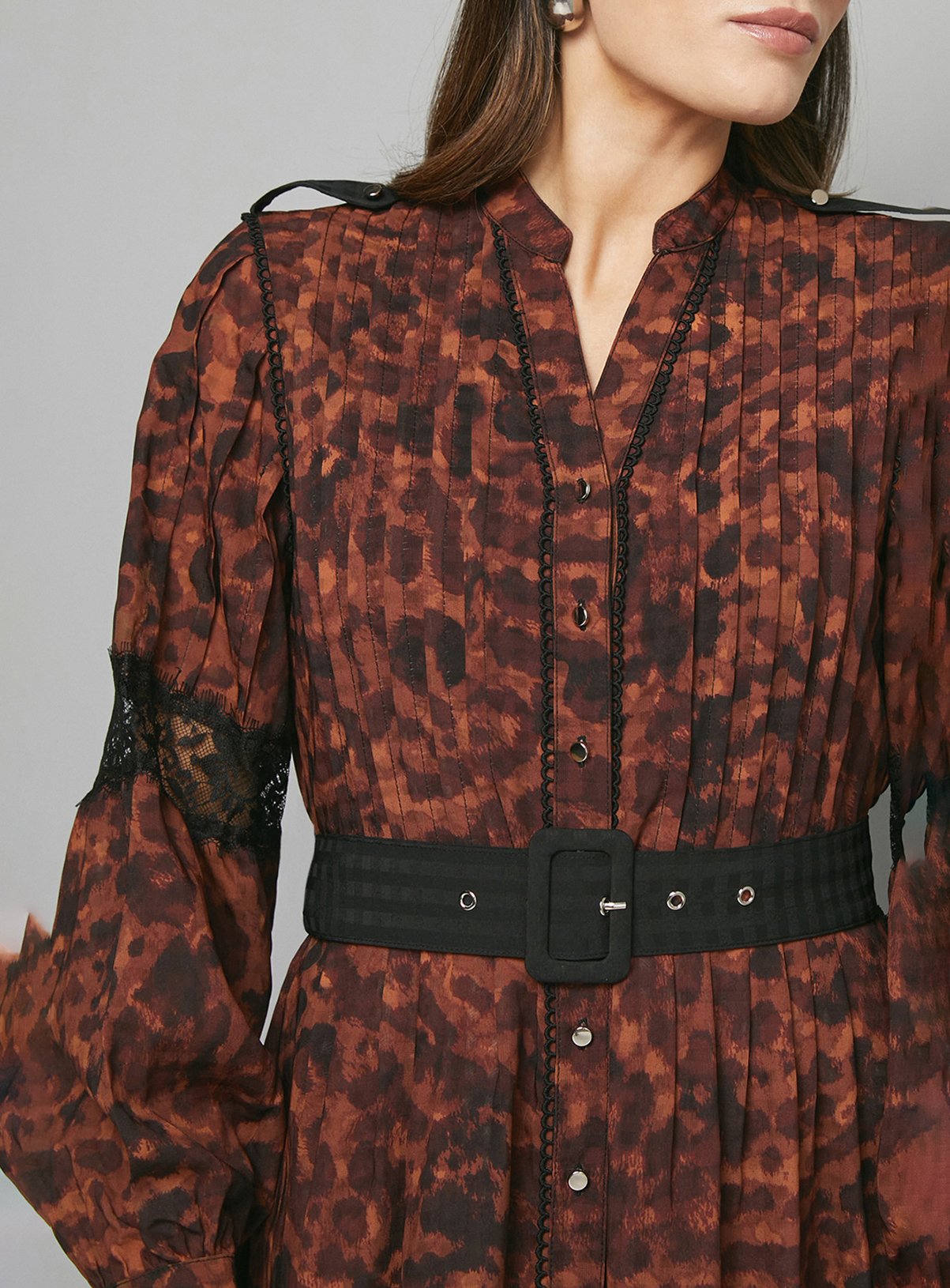WALLIS Leopard Print Button Midi Dress 10 - Image 4 thumbnail