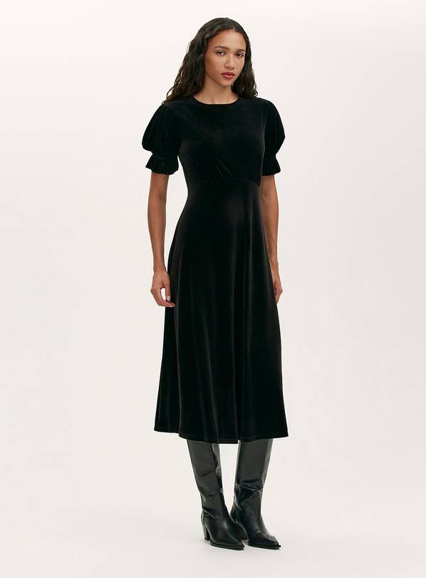 FINERY Mela Velvet Dress Black 8
