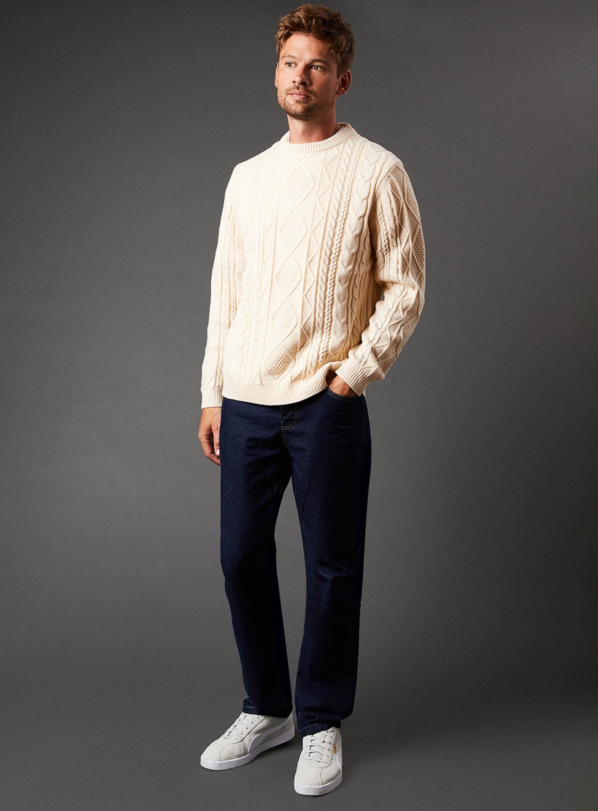 BURTON Cable Knit Crew Neck Jumper XL - Image 4 thumbnail