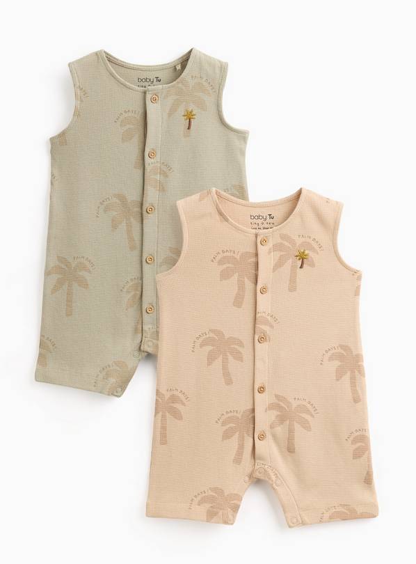 Palm Print Sleeveless Rompers 2 Pack 6-9 months
