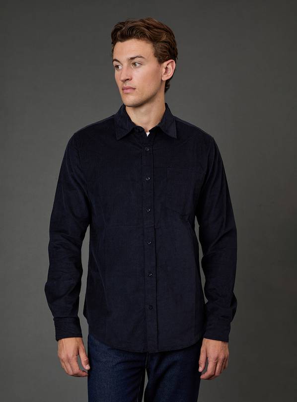 BURTON Navy Corduroy Long Sleeve Shirt L