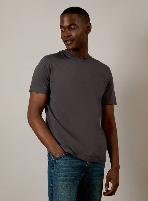 BURTON Dark Grey Plain Crew Neck T Shirt M