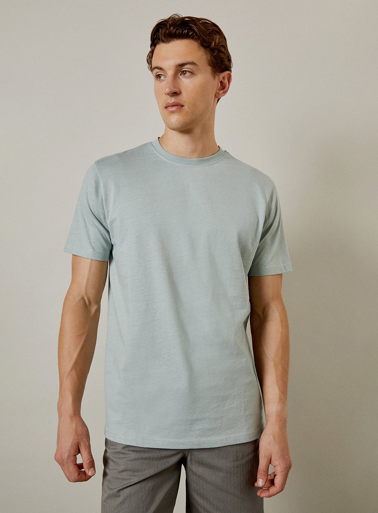 BURTON Dusty Blue Plain Crew Neck T Shirt M - Image 1 thumbnail