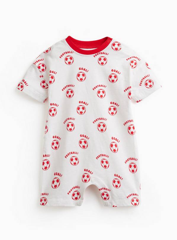 White Football Print Short Sleeve Romper 3-6 months