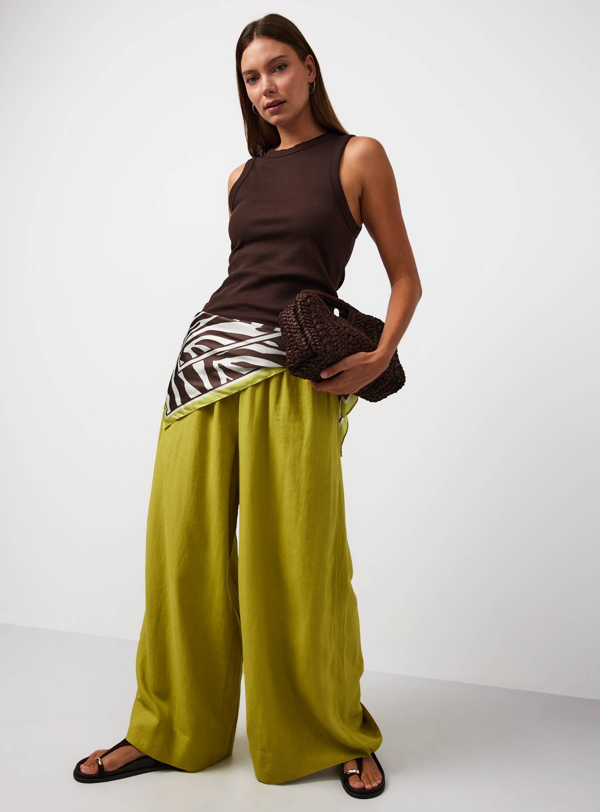 Lime Linen Blend Wide Leg Trousers 14 - Image 2