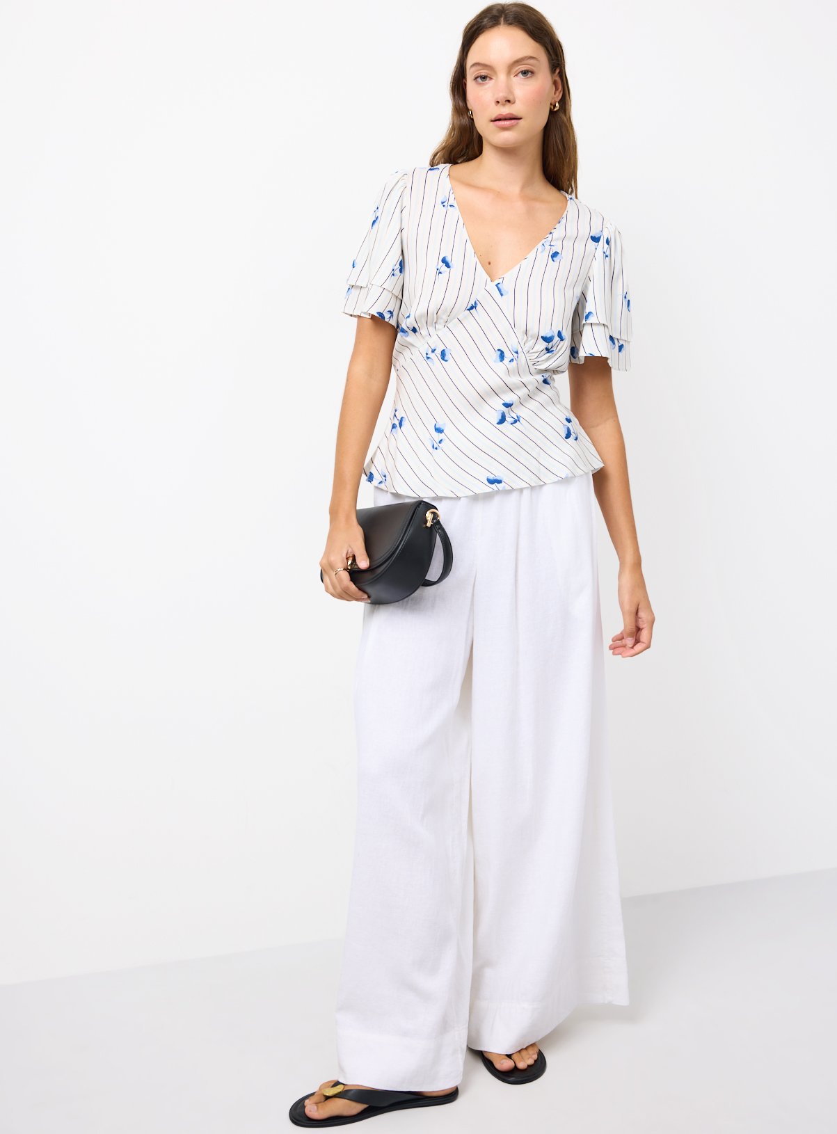 White Linen Wide Leg Trousers 6 - Image 2 thumbnail