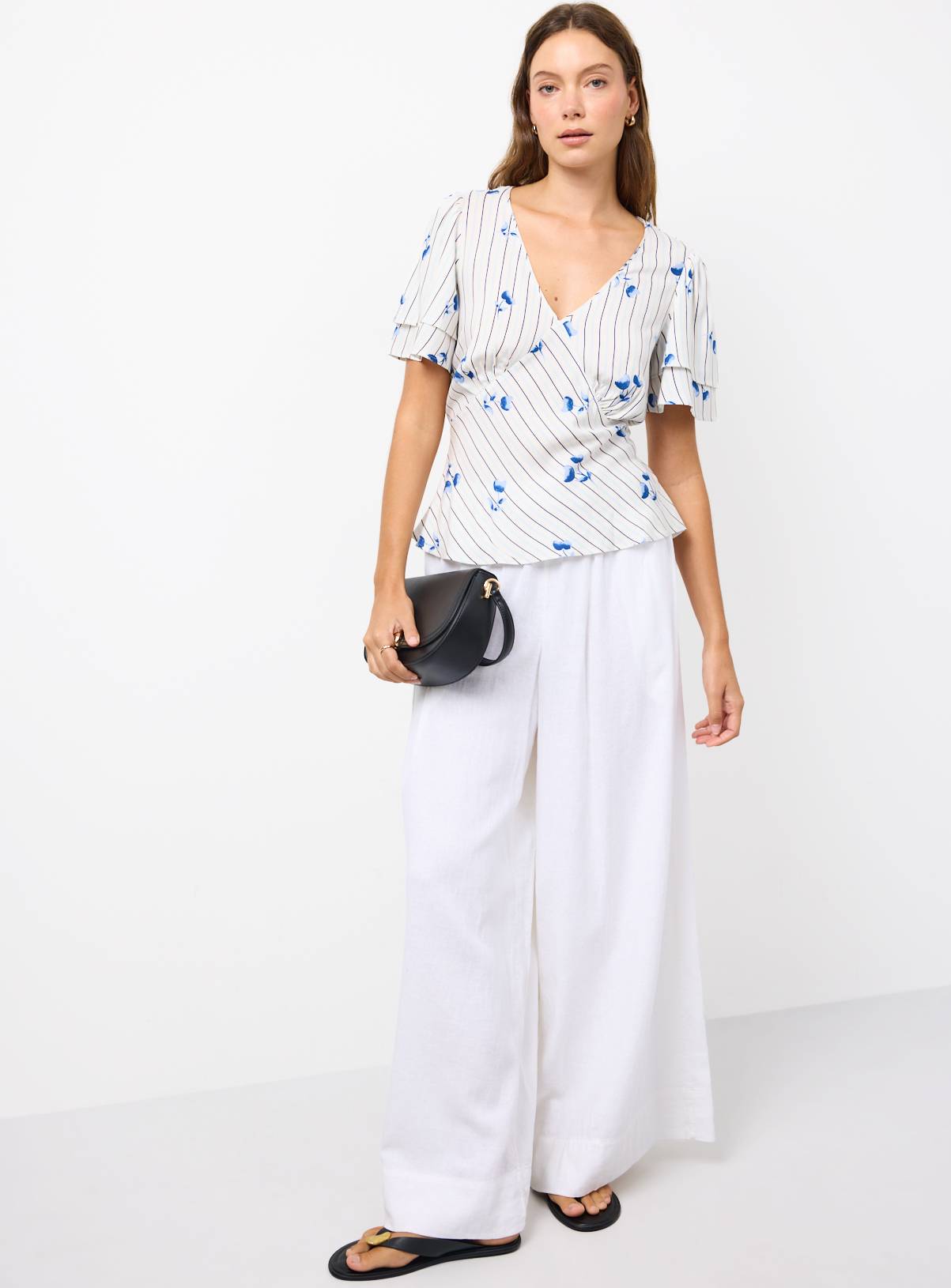 White Linen Wide Leg Trousers 14 - Image 2