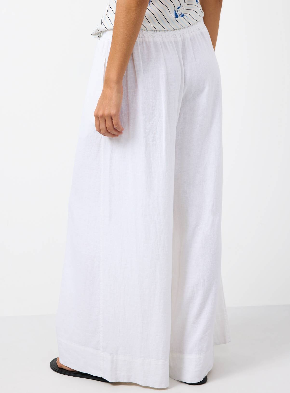 White Linen Wide Leg Trousers 14 - Image 4