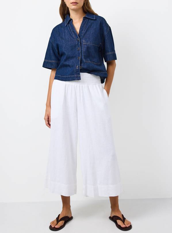 White Linen Blend Culottes 16