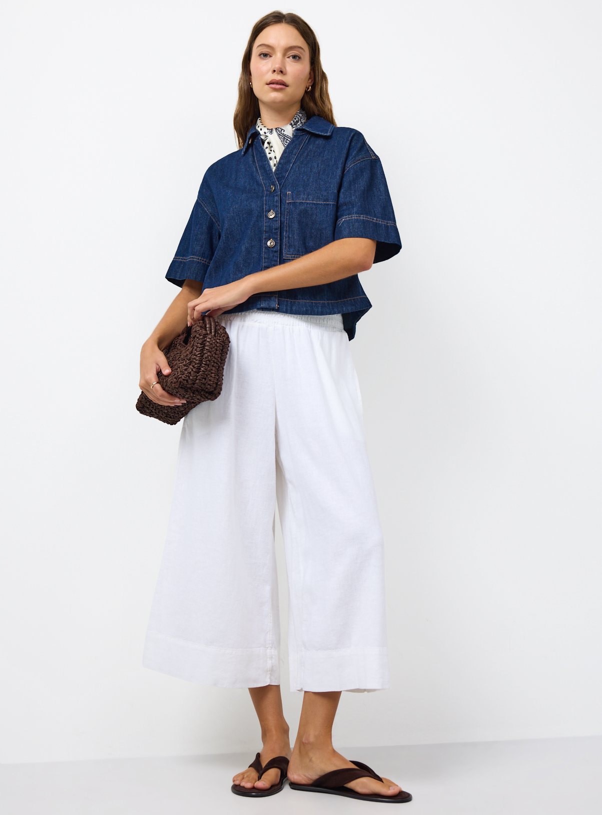 White Linen Blend Culottes 8 - Image 2 thumbnail