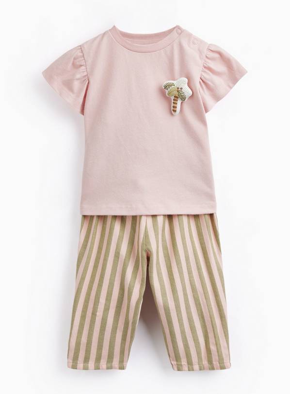 Pink Palm Tree Motif T-Shirt & Trousers Set 2-3 years
