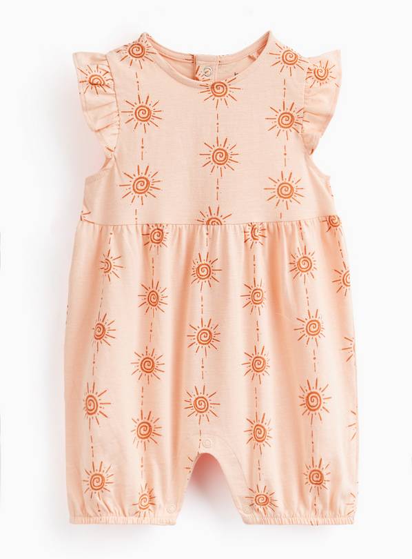 Pink Sunshine Print Frill Sleeve Romper 3-6 months