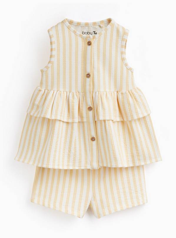 Yellow Stripe Print Top & Shorts Set 6-9 months