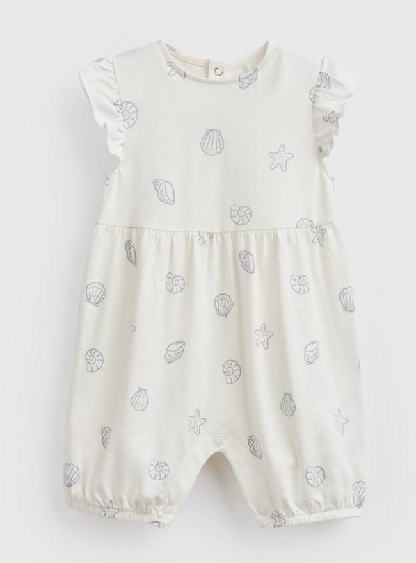 Cream Shell Print Frill Sleeve Romper 18-24 months
