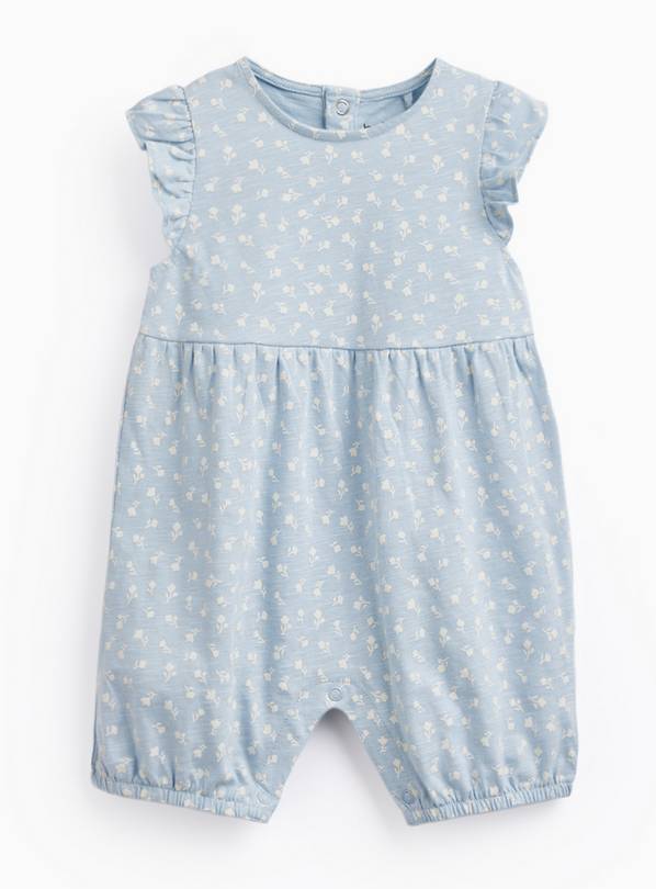 Blue Shell Print Frill Sleeve Romper 9-12 months