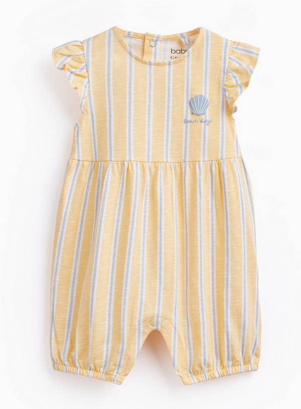Yellow Stripe Frill Sleeve Romper 12-18 months