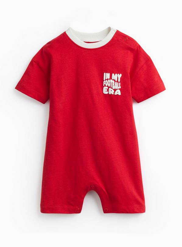 Red Football Era Motif Short Sleeve Romper Up to 3 mths