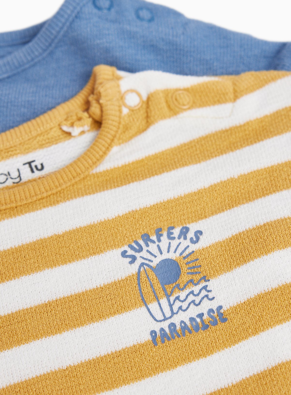 Beach & Stripe Print T-Shirts 3 Pack 6-9 months - Image 2 thumbnail