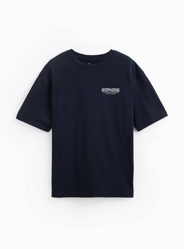 Navy Society of Leisure Graphic Print Relaxed Tee XXXL