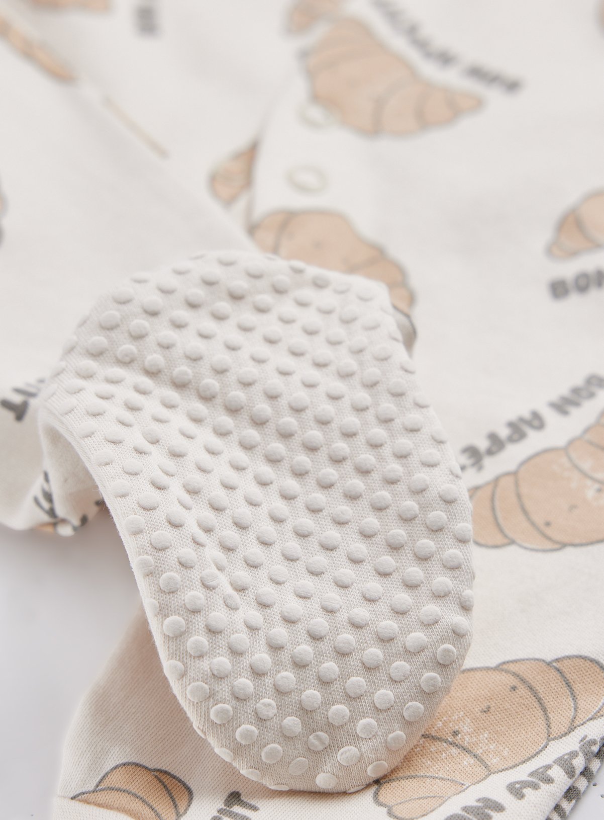 Croissant & Stripe Print Sleepsuits 3 Pack 12-18 months - Image 2 thumbnail