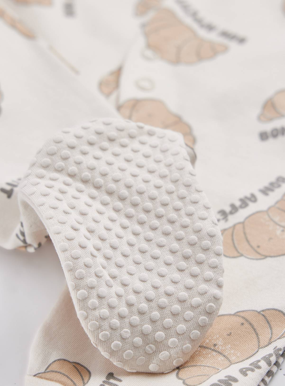 Croissant & Stripe Print Sleepsuits 3 Pack 12-18 months - Image 2