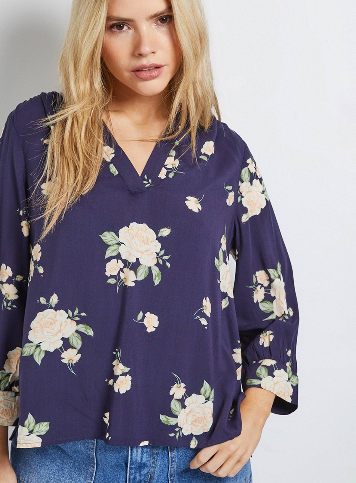 DOROTHY PERKINS Navy Floral Printed Overhead Shirt 12 - Image 2