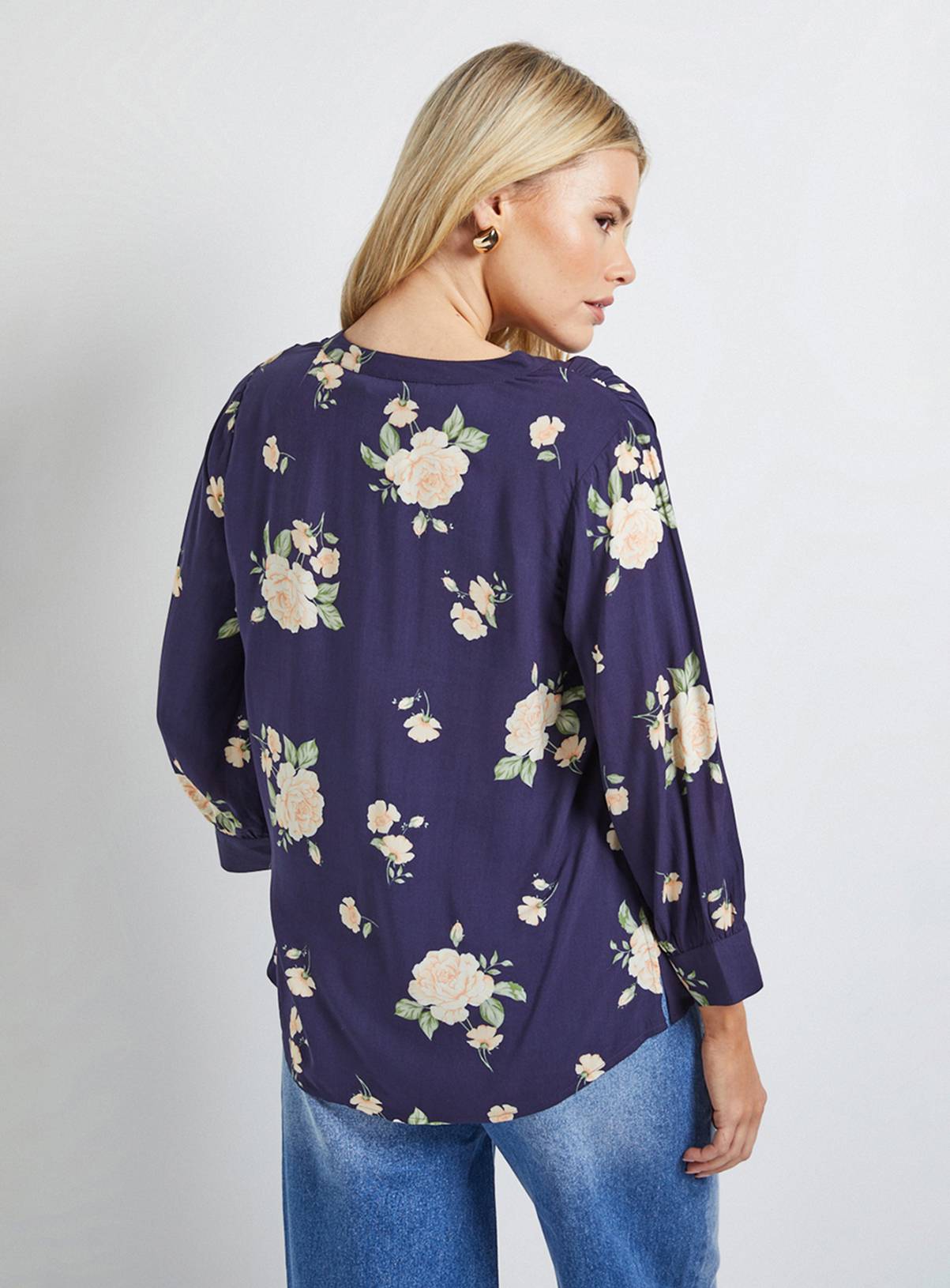 DOROTHY PERKINS Navy Floral Printed Overhead Shirt 12 - Image 3