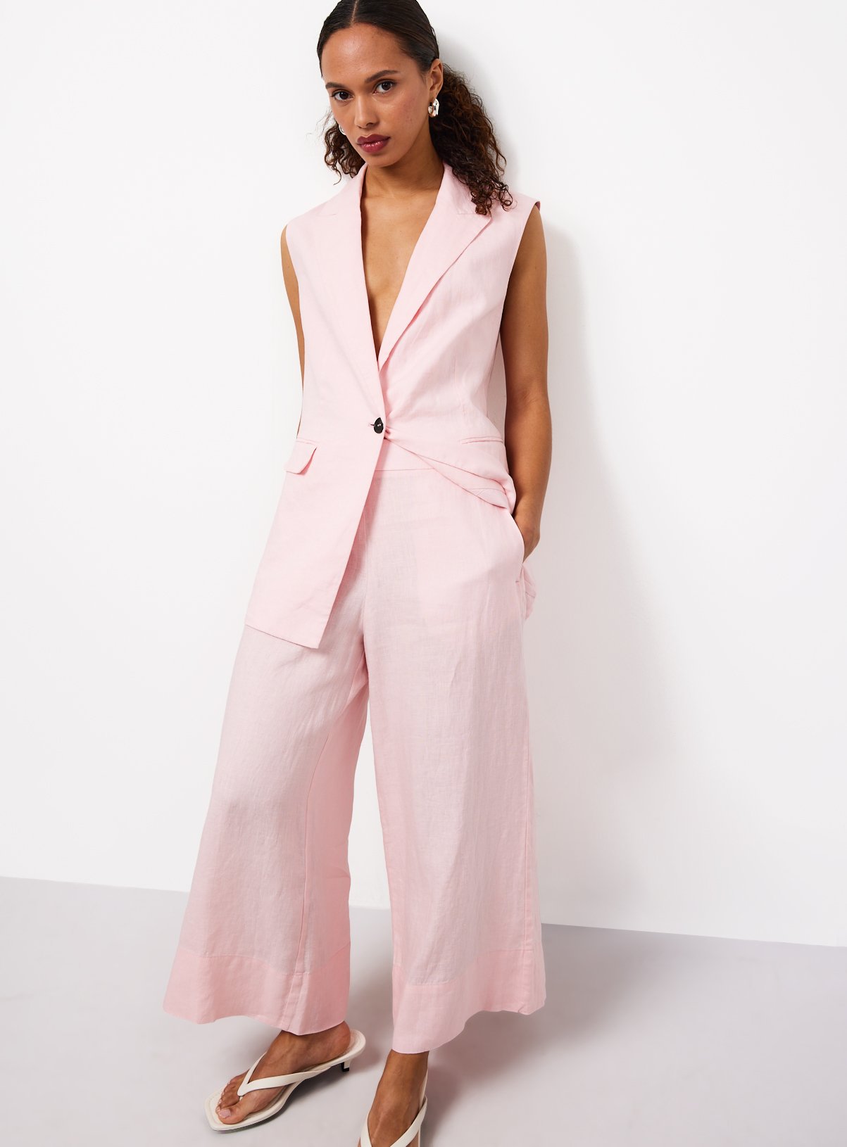 Pink Pure Linen Longline Co-ord Waistcoat 16 - Image 2 thumbnail
