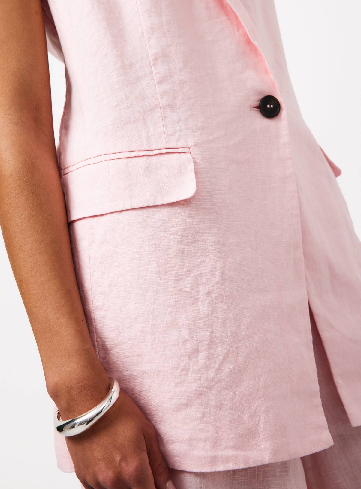 Pink Pure Linen Longline Co-ord Waistcoat 16 - Image 3