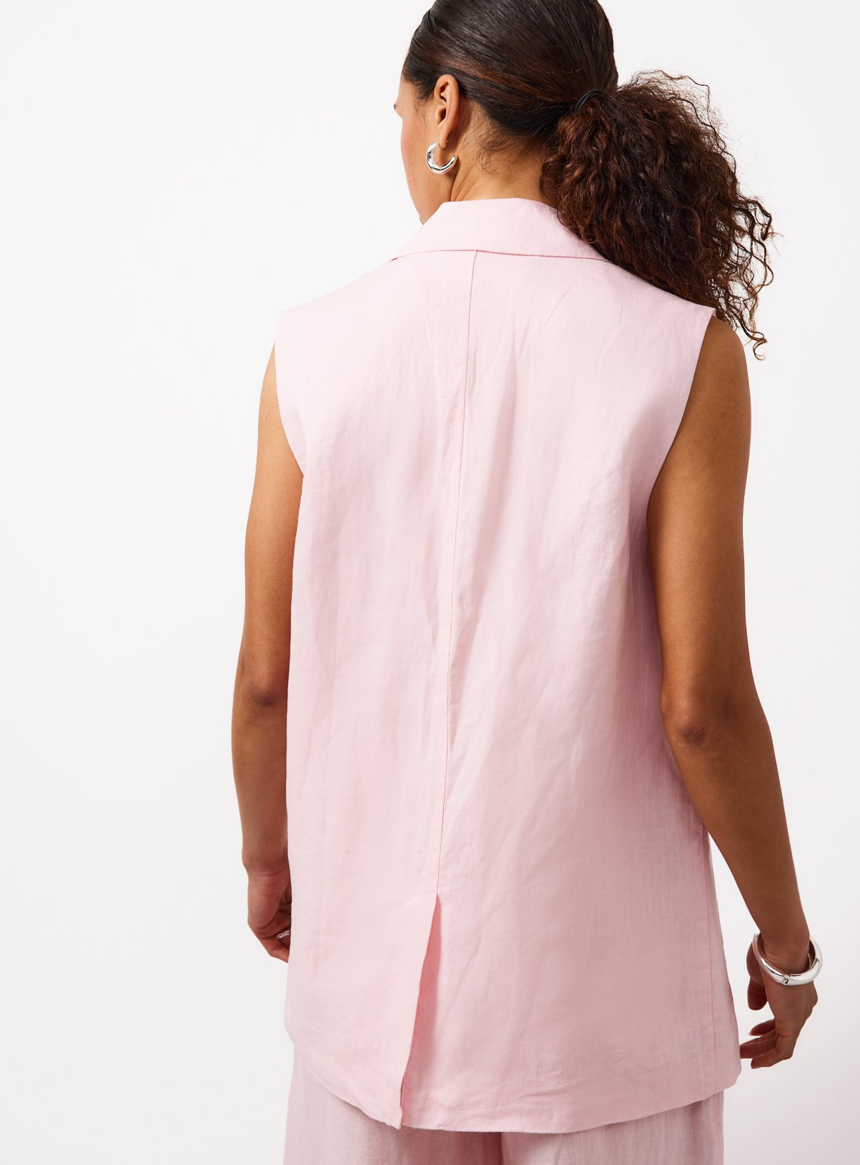 Pink Pure Linen Longline Co-ord Waistcoat 16 - Image 4 thumbnail