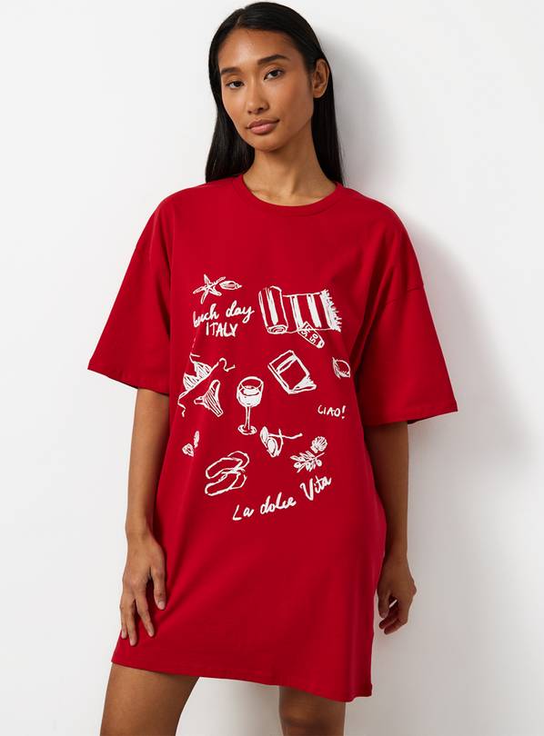 Grey Heart Print Sleep Tee XS